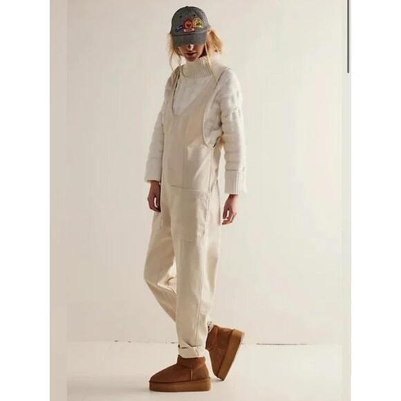 Free People High Roller Jumpsuit, Women's Medium, Cream Denim, NWOT - Picture 2 of 7